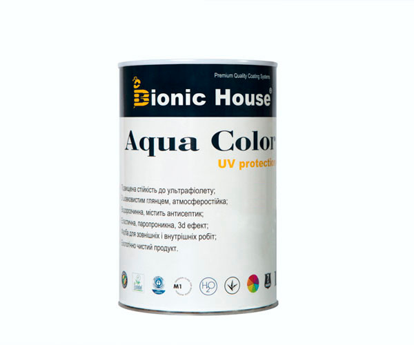 Фарба для дерева Bionic-House Aqua Color UV-protect 0,8 л Безбарвний