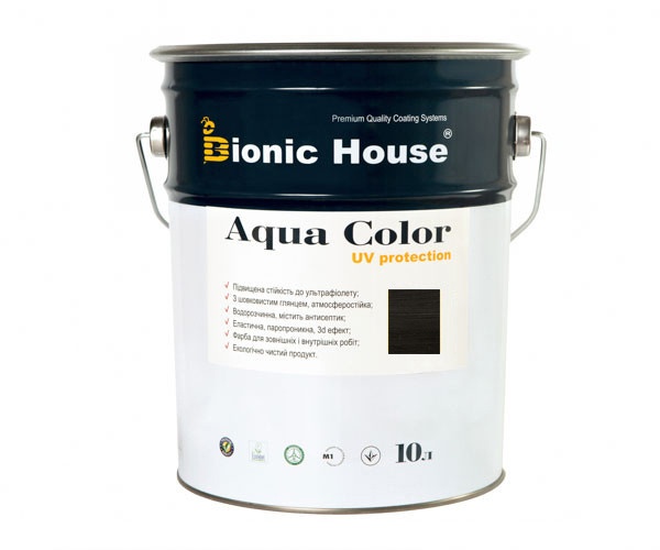 Фарба для дерева Bionic-House Aqua Color UV-protect 10 л Чорне дерево А120