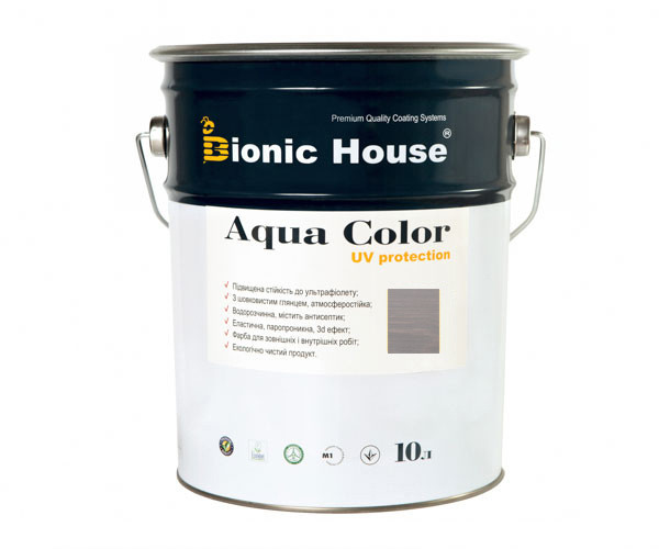 Фарба для дерева Bionic-House Aqua Color UV-protect 10 л Попіл А117