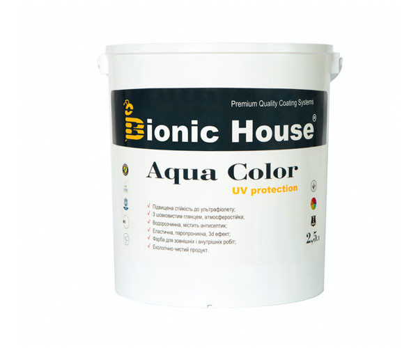 Фарба для дерева Bionic-House Aqua Color UV-protect 2,5 л Безбарвний
