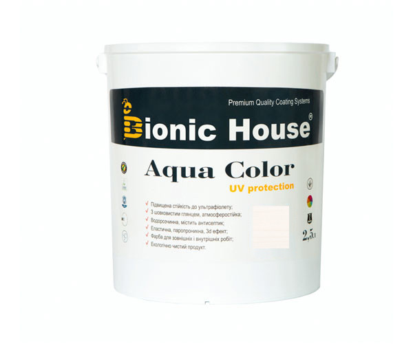 Фарба для дерева Bionic-House Aqua Color UV-protect 2,5 л Білий А101