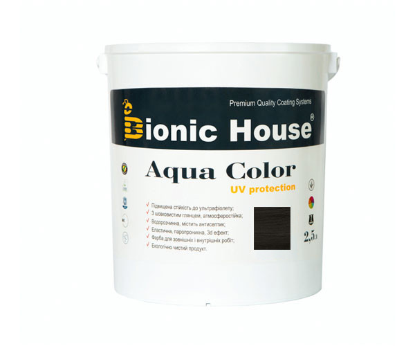 Фарба для дерева Bionic-House Aqua Color UV-protect 2,5 л Чорне дерево А120