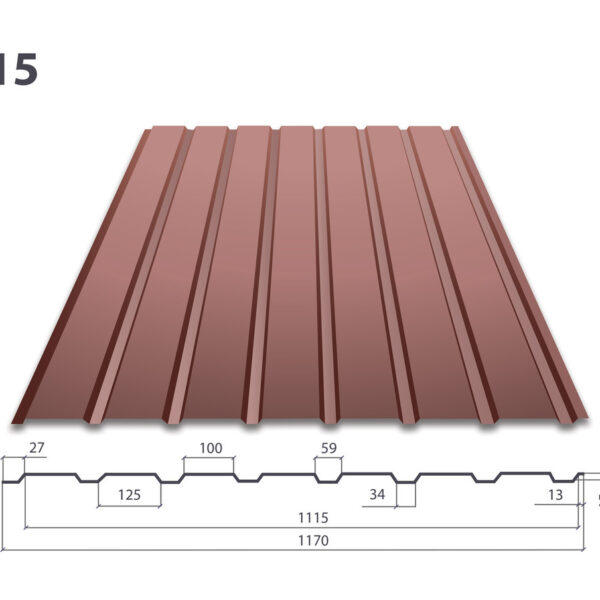 Профнактил ПС 15 • RAL 8017 • Matt • 0,5 mm • ARSELOR MITTAL • Польща •