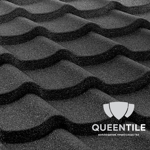 Композитна черепиця QueenTile Standard 6-тайловий Black
